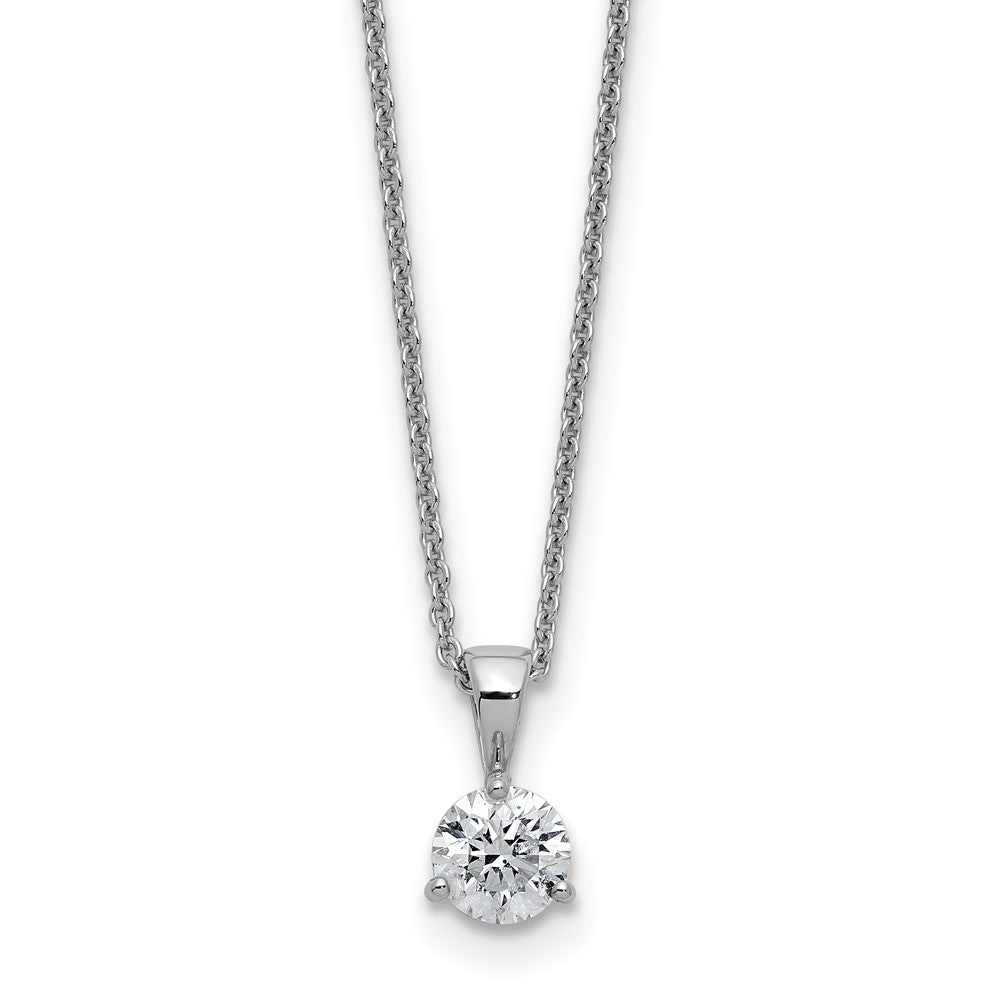 14K Weißgold 0,5 ct. Laborgezüchteter Diamant VS/SI+ G+ Solitär-Anhänger-Halskette mit Dreizack-Fassung, 18 Zoll
