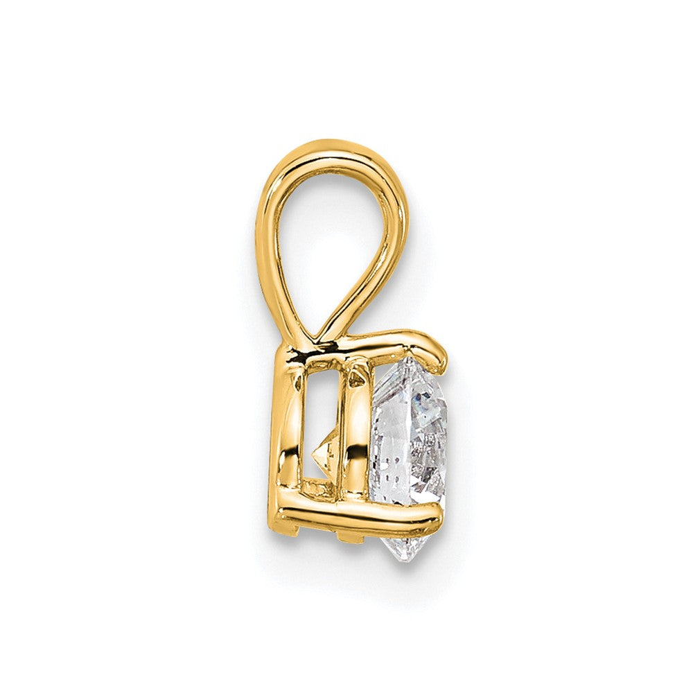 14K Gelbgold 0,5 ct. Laborgezüchteter Diamant VS/SI+ G+ Dreikrappen-Solitär-Anhänger