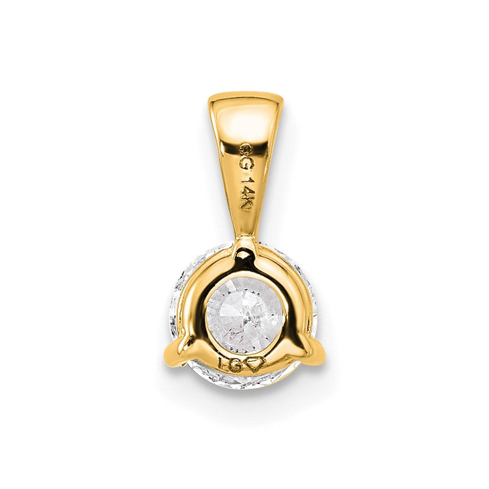 14K Gelbgold 0,5 ct. Laborgezüchteter Diamant VS/SI+ G+ Dreikrappen-Solitär-Anhänger