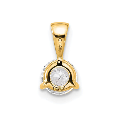 14K Gelbgold 0,5 ct. Laborgezüchteter Diamant VS/SI+ G+ Dreikrappen-Solitär-Anhänger