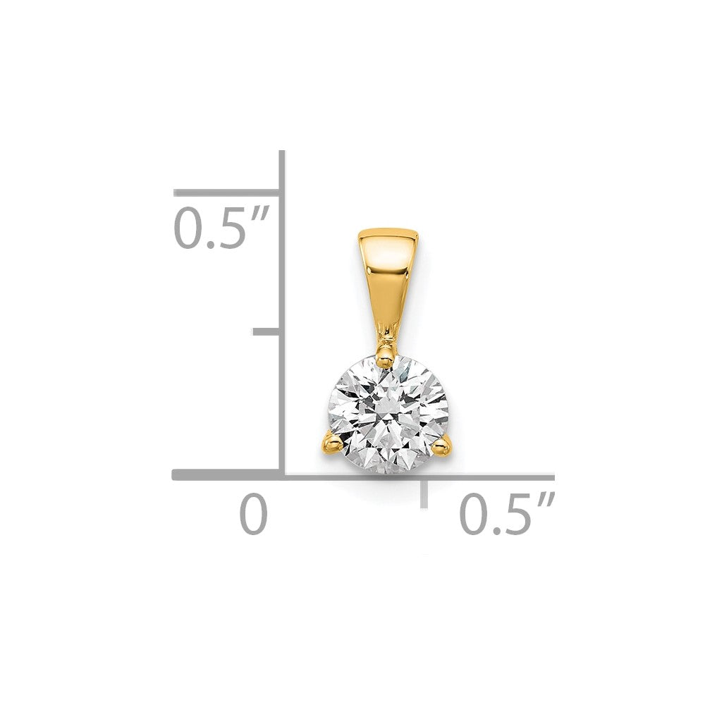 14K Gelbgold 0,5 ct. Laborgezüchteter Diamant VS/SI+ G+ Dreikrappen-Solitär-Anhänger