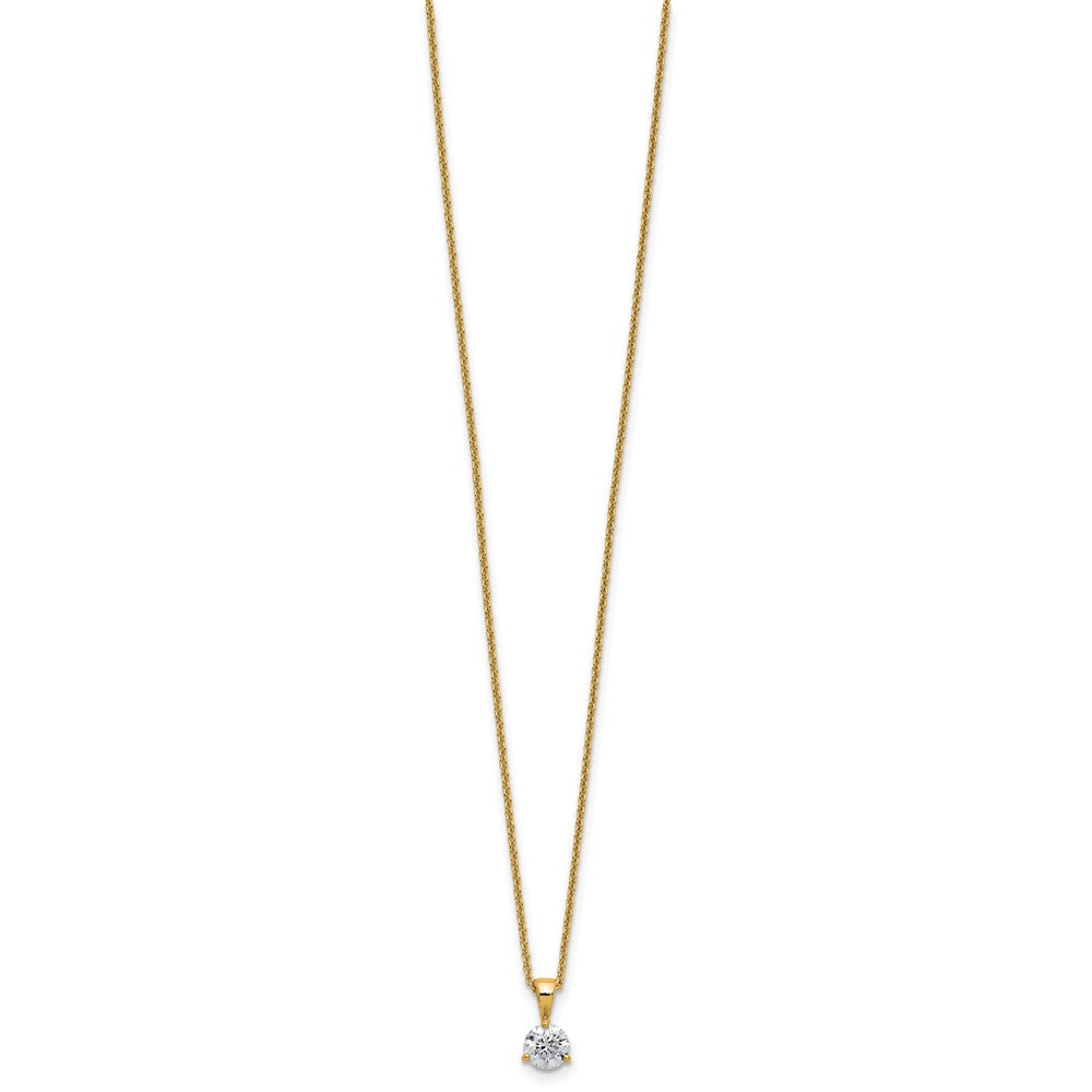 14K Gelbgold 0,5 ct. Laborgezüchteter Diamant VS/SI+ G+ Drei-Krappen-Solitär-Anhänger-Halskette, 18 Zoll