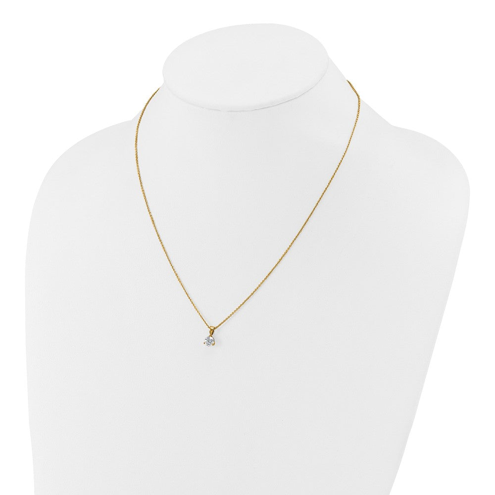 14K Gelbgold 0,5 ct. Laborgezüchteter Diamant VS/SI+ G+ Drei-Krappen-Solitär-Anhänger-Halskette, 18 Zoll