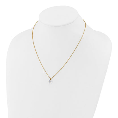 14K Gelbgold 0,5 ct. Laborgezüchteter Diamant VS/SI+ G+ Drei-Krappen-Solitär-Anhänger-Halskette, 18 Zoll