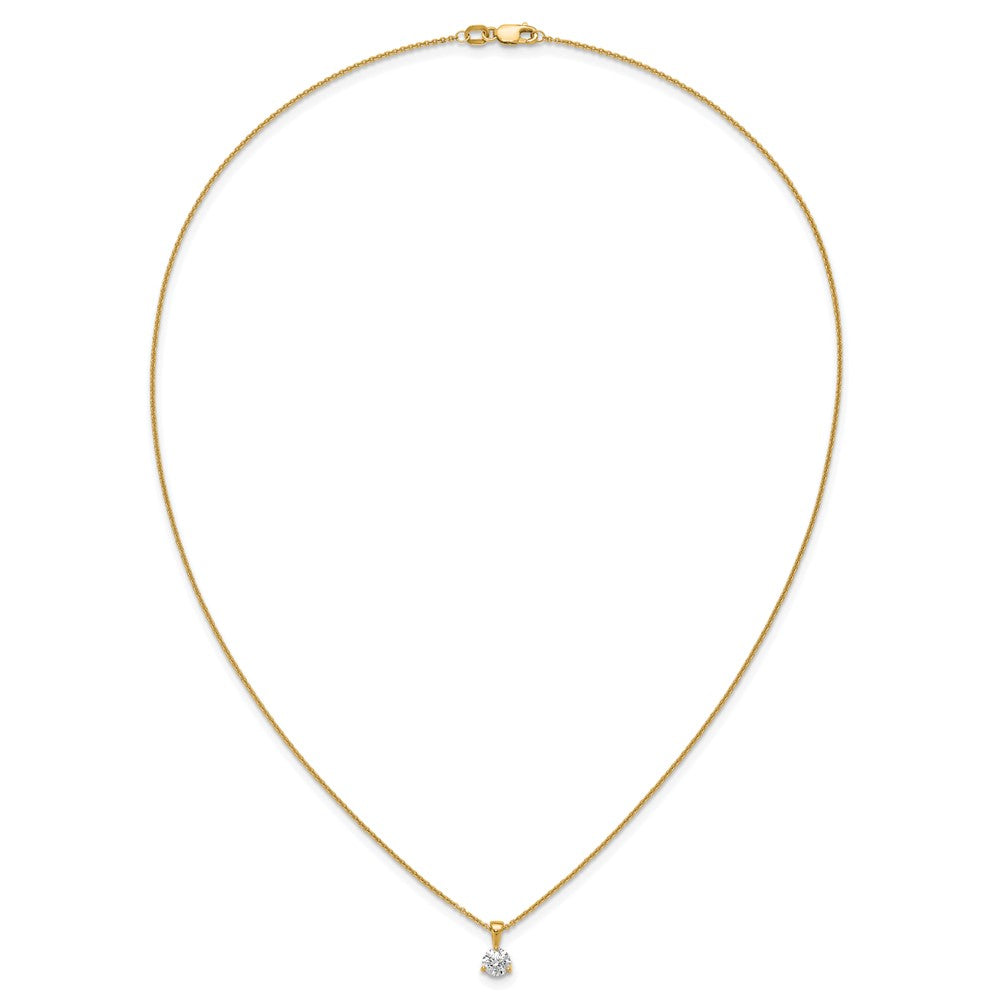 14K Gelbgold 0,5 ct. Laborgezüchteter Diamant VS/SI+ G+ Drei-Krappen-Solitär-Anhänger-Halskette, 18 Zoll
