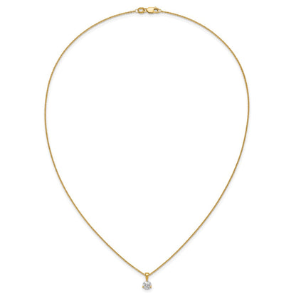 14K Gelbgold 0,5 ct. Laborgezüchteter Diamant VS/SI+ G+ Drei-Krappen-Solitär-Anhänger-Halskette, 18 Zoll
