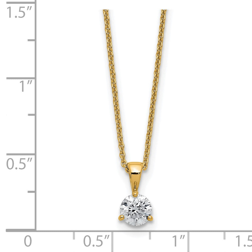 14K Gelbgold 0,5 ct. Laborgezüchteter Diamant VS/SI+ G+ Drei-Krappen-Solitär-Anhänger-Halskette, 18 Zoll
