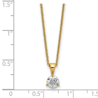 14K Gelbgold 0,5 ct. Laborgezüchteter Diamant VS/SI+ G+ Drei-Krappen-Solitär-Anhänger-Halskette, 18 Zoll