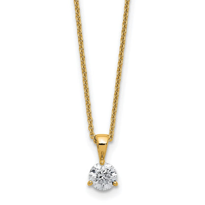 14K Gelbgold 0,5 ct. Laborgezüchteter Diamant VS/SI+ G+ Drei-Krappen-Solitär-Anhänger-Halskette, 18 Zoll