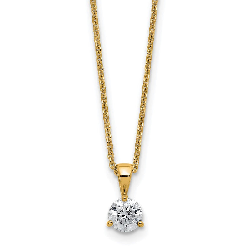 14K Gelbgold 0,5 ct. Laborgezüchteter Diamant VS/SI+ G+ Drei-Krappen-Solitär-Anhänger-Halskette, 18 Zoll