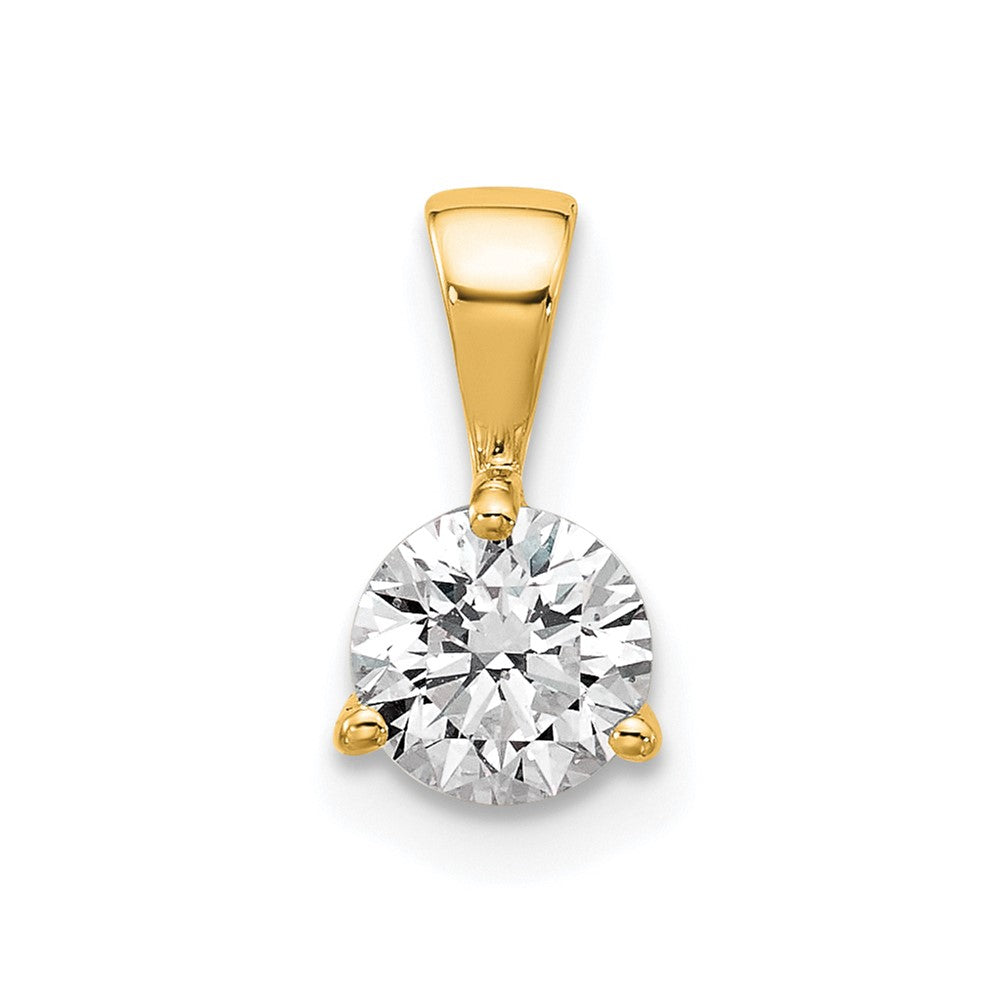 14K Gelbgold 0,5 ct. Laborgezüchteter Diamant VS/SI+ G+ Dreikrappen-Solitär-Anhänger