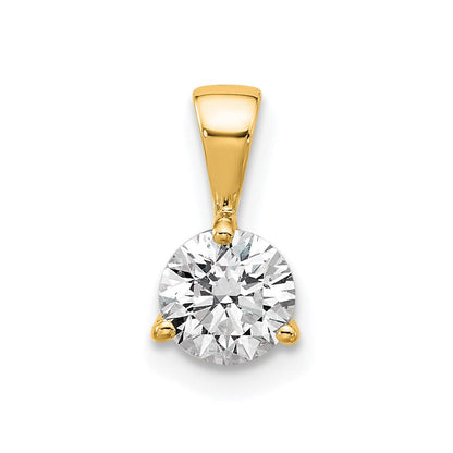 14K Gelbgold 0,5 ct. Laborgezüchteter Diamant VS/SI+ G+ Dreikrappen-Solitär-Anhänger