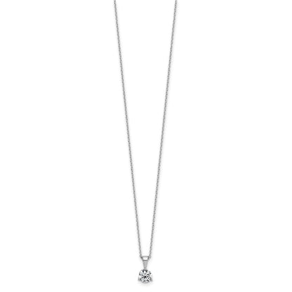 14k Weißgold 1 ct. Laborgezüchteter Diamant VS/SI+ G+ Dreizack-Solitär-Anhänger-Halskette 18 Zoll