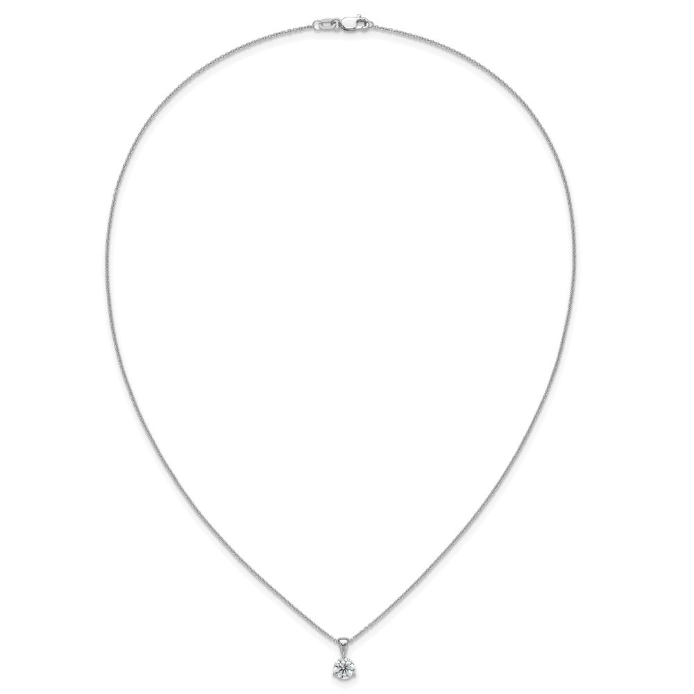 14k Weißgold 1 ct. Laborgezüchteter Diamant VS/SI+ G+ Dreizack-Solitär-Anhänger-Halskette 18 Zoll