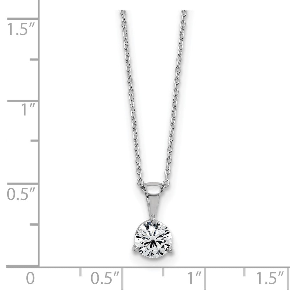 14k Weißgold 1 ct. Laborgezüchteter Diamant VS/SI+ G+ Dreizack-Solitär-Anhänger-Halskette 18 Zoll