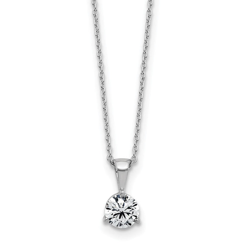 14k Weißgold 1 ct. Laborgezüchteter Diamant VS/SI+ G+ Dreizack-Solitär-Anhänger-Halskette 18 Zoll