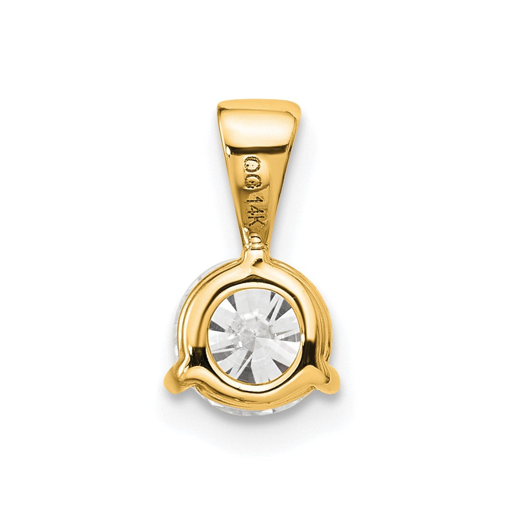 14K Gelbgold 0,75 ct. Laborgezüchteter Diamant VS/SI+ G+ Dreikrappen-Solitär-Anhänger