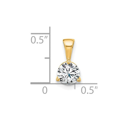 14K Gelbgold 0,75 ct. Laborgezüchteter Diamant VS/SI+ G+ Dreikrappen-Solitär-Anhänger