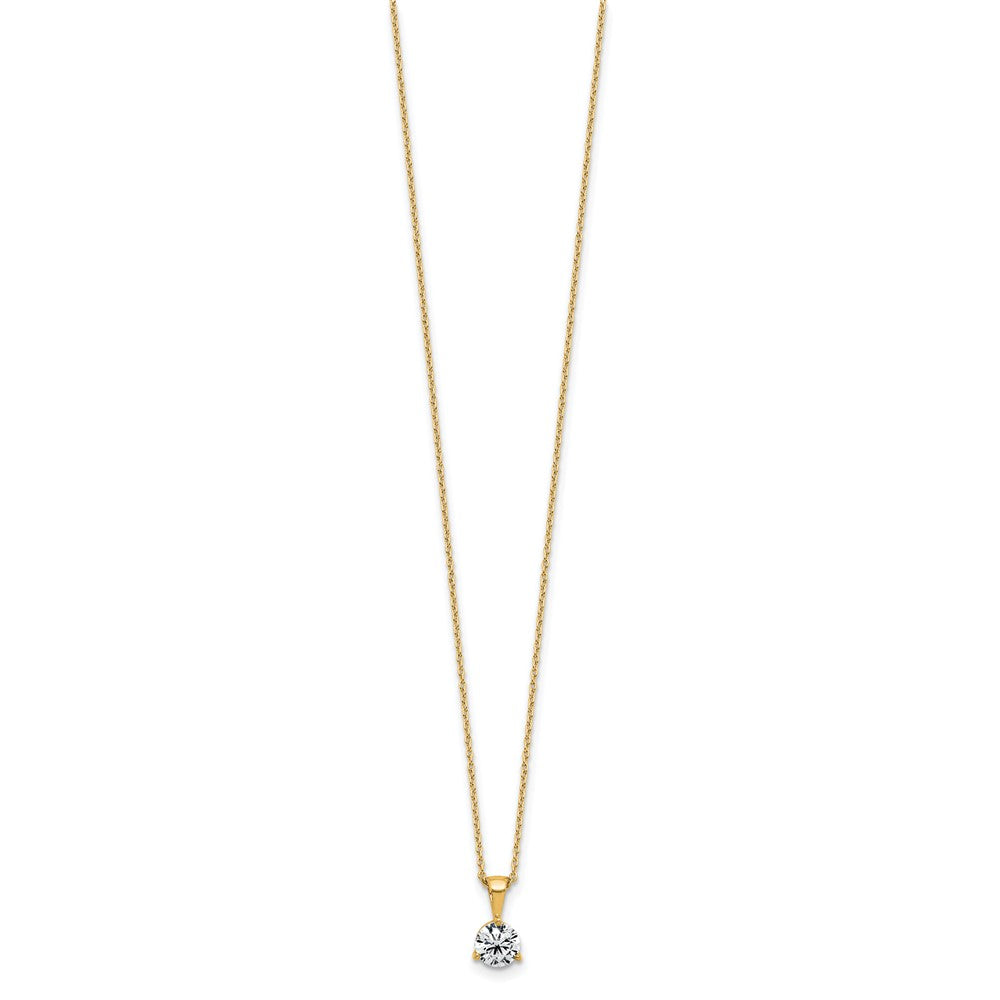 14K Gelbgold Solitär-Anhänger-Halskette mit 1 ct. im Labor gezüchtetem Diamanten, VS/SI+ G+, Drei-Krappen-Fassung, 45 cm (18 Zoll)