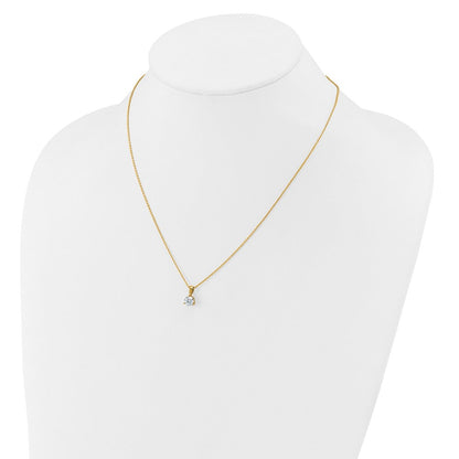 14K Gelbgold Solitär-Anhänger-Halskette mit 1 ct. im Labor gezüchtetem Diamanten, VS/SI+ G+, Drei-Krappen-Fassung, 45 cm (18 Zoll)