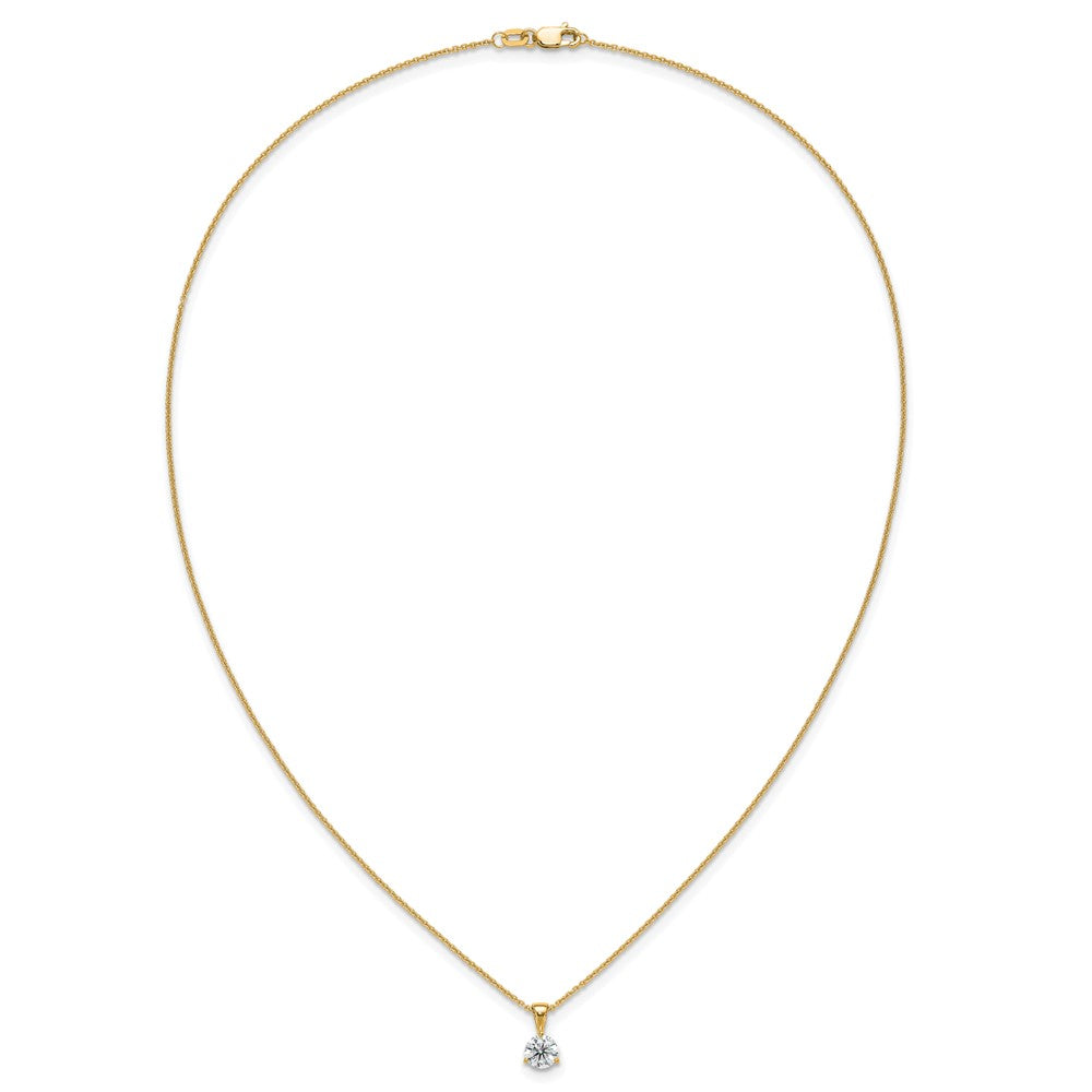 14K Gelbgold Solitär-Anhänger-Halskette mit 1 ct. im Labor gezüchtetem Diamanten, VS/SI+ G+, Drei-Krappen-Fassung, 45 cm (18 Zoll)