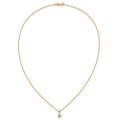 14K Gelbgold Solitär-Anhänger-Halskette mit 1 ct. im Labor gezüchtetem Diamanten, VS/SI+ G+, Drei-Krappen-Fassung, 45 cm (18 Zoll)