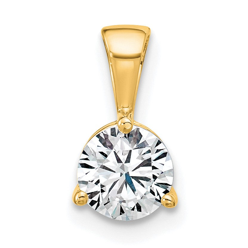 14K Gelbgold 0,75 ct. Laborgezüchteter Diamant VS/SI+ G+ Dreikrappen-Solitär-Anhänger