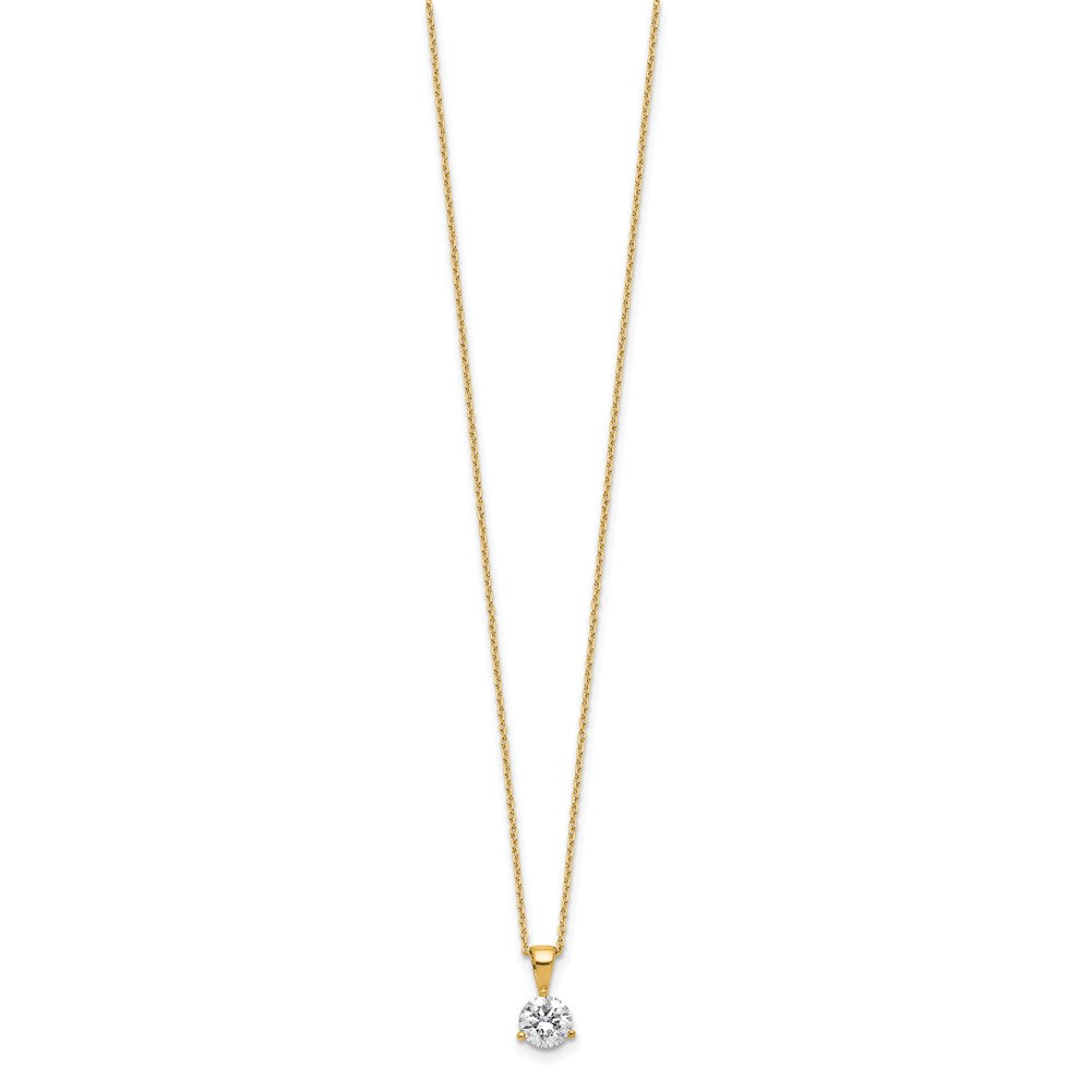 14K Gelbgold Solitär-Anhänger-Halskette mit 0,875 ct. im Labor gezüchtetem Diamant VS/SI+ G+, Drei-Krappen-Fassung, 18 Zoll