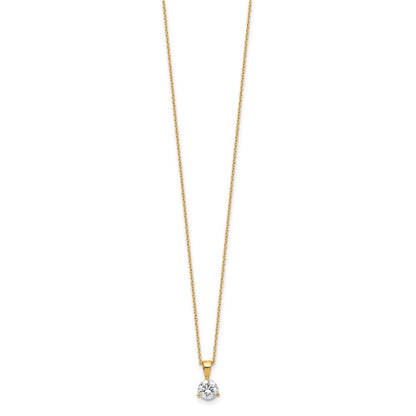 14K Gelbgold Solitär-Anhänger-Halskette mit 0,875 ct. im Labor gezüchtetem Diamant VS/SI+ G+, Drei-Krappen-Fassung, 18 Zoll