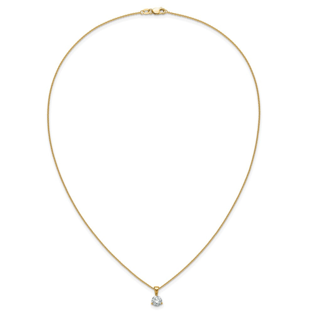 14K Gelbgold Solitär-Anhänger-Halskette mit 0,875 ct. im Labor gezüchtetem Diamant VS/SI+ G+, Drei-Krappen-Fassung, 18 Zoll