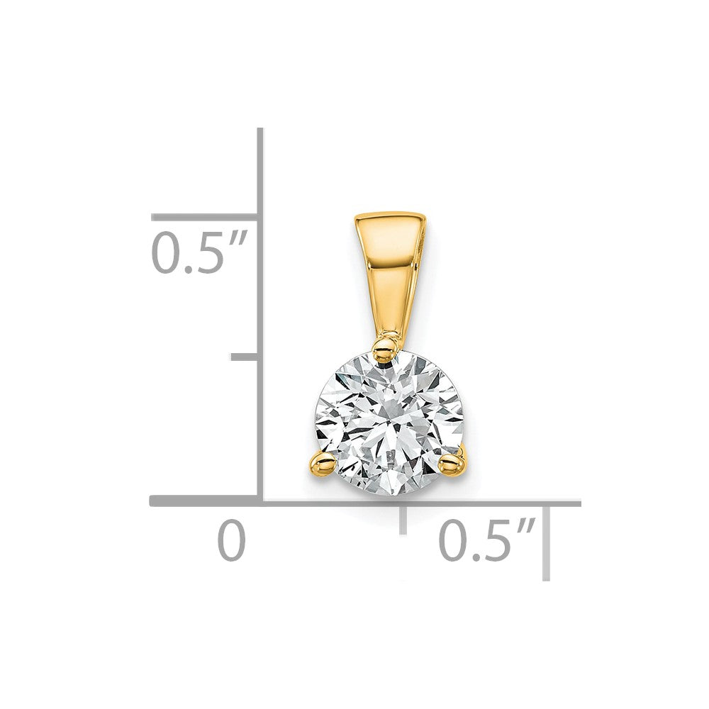 14K Gelbgold 1 ct. Laborgezüchteter Diamant VS/SI+ G+ Dreikrappen-Solitär-Anhänger