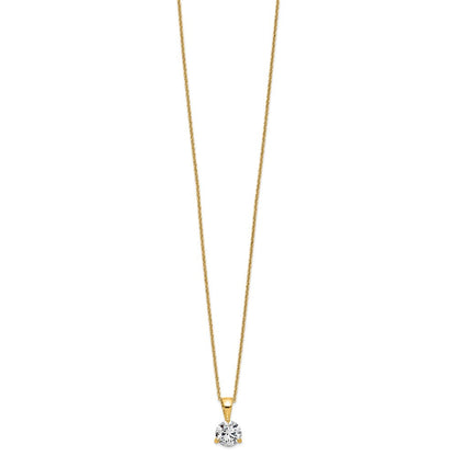 14K Gelbgold Solitär-Anhänger-Halskette mit 1 ct. im Labor gezüchtetem Diamant, VS/SI+ G+, Dreikrappenfassung, 18 Zoll