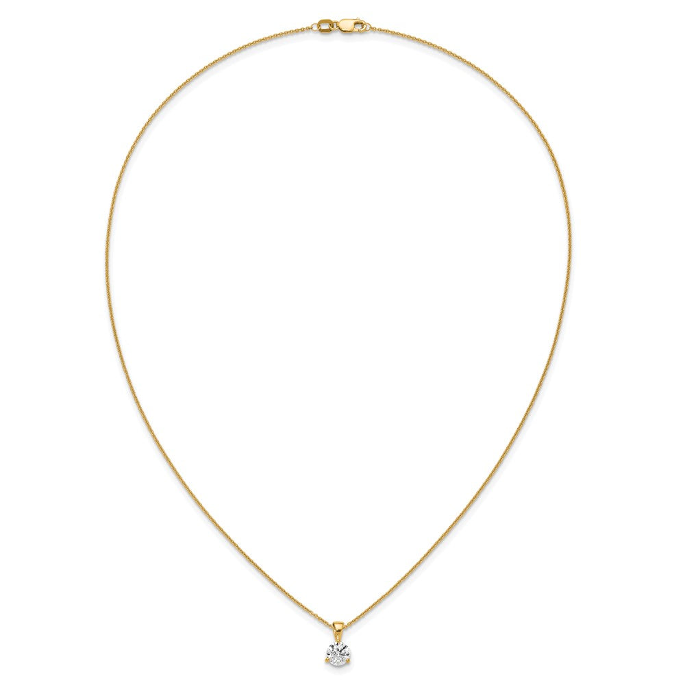 14K Gelbgold Solitär-Anhänger-Halskette mit 1 ct. im Labor gezüchtetem Diamant, VS/SI+ G+, Dreikrappenfassung, 18 Zoll