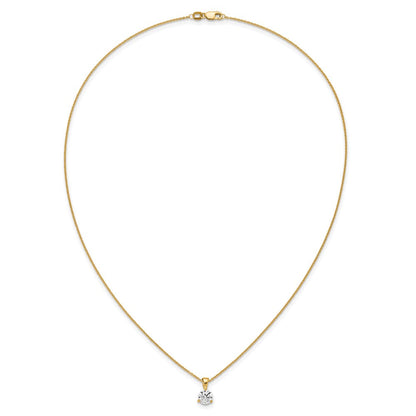 14K Gelbgold Solitär-Anhänger-Halskette mit 1 ct. im Labor gezüchtetem Diamant, VS/SI+ G+, Dreikrappenfassung, 18 Zoll