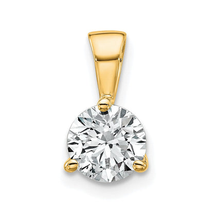 14K Gelbgold 1 ct. Laborgezüchteter Diamant VS/SI+ G+ Dreikrappen-Solitär-Anhänger