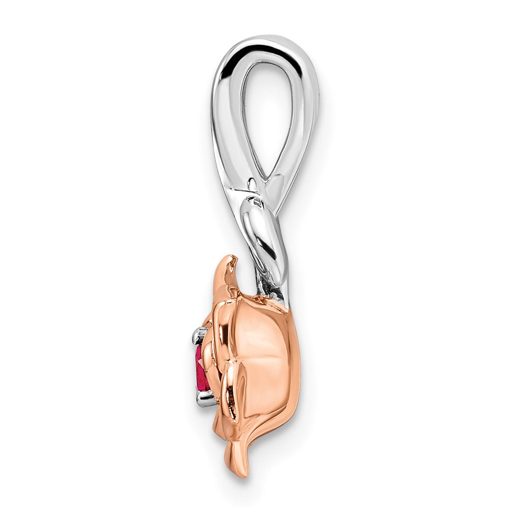 14K Bicolor Gold Blumenanhänger mit Weiß- und Rosé-Rubinen