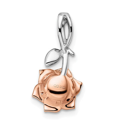 14K Bicolor Gold Blumenanhänger mit Weiß- und Rosé-Rubinen