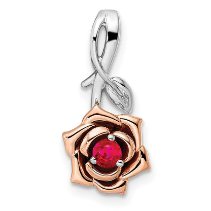 14K Bicolor Gold Blumenanhänger mit Weiß- und Rosé-Rubinen