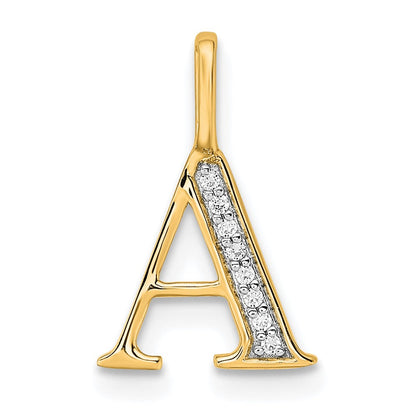 10K Gelbgold 10K Diamant Buchstabe A Initiale Anhänger