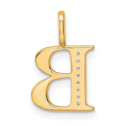 10K Gelbgold 10K Diamant Buchstabe B Initiale Anhänger