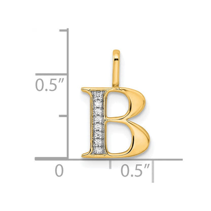 10K Gelbgold 10K Diamant Buchstabe B Initiale Anhänger
