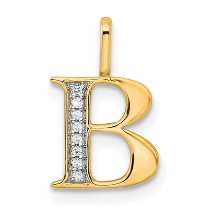 10K Gelbgold 10K Diamant Buchstabe B Initiale Anhänger