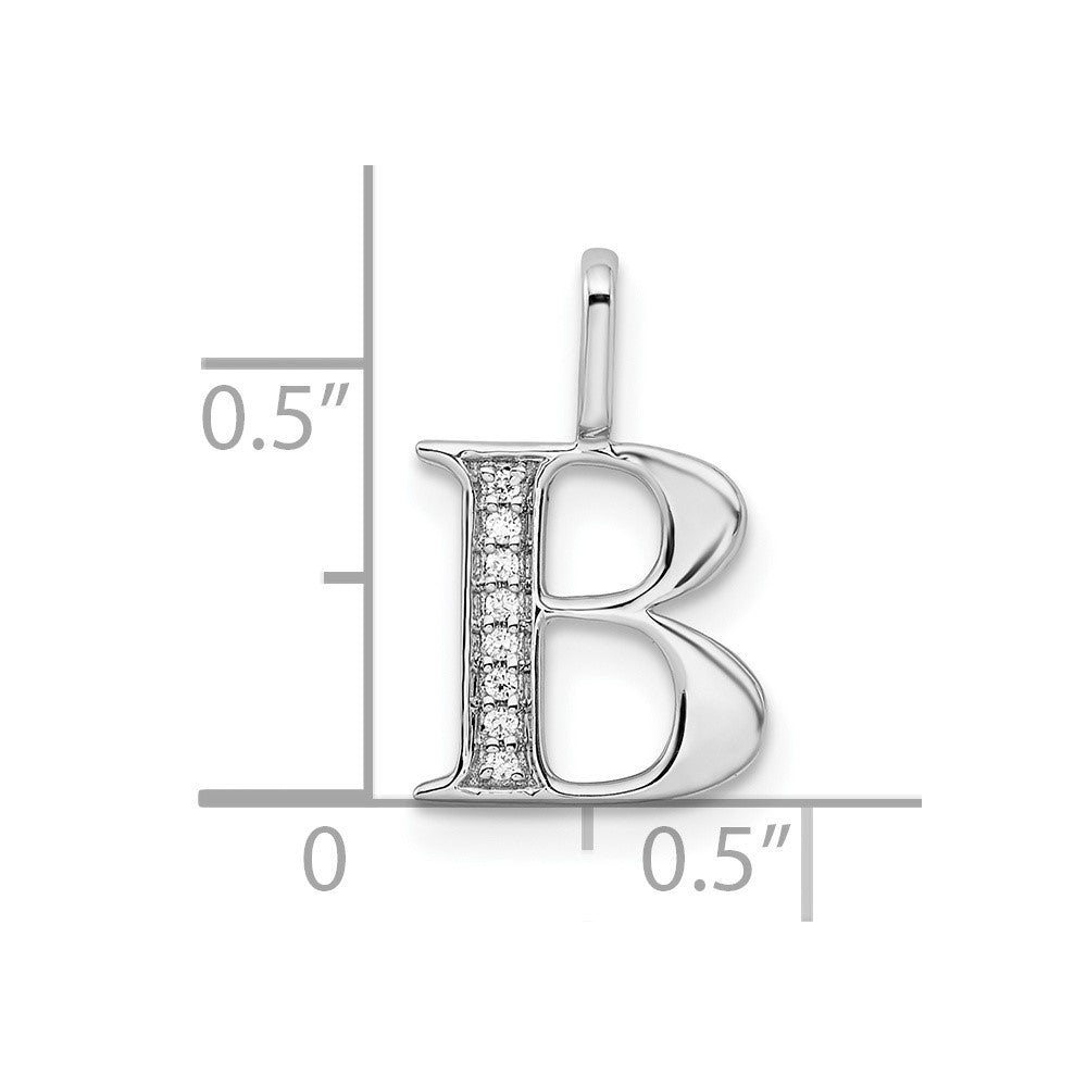 14K Weißgold Echter Diamant Buchstabe-B-Initial-Anhänger