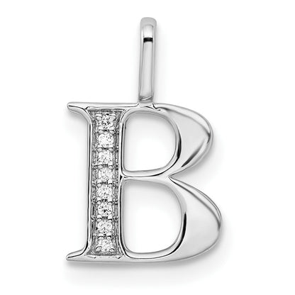 14K Weißgold Echter Diamant Buchstabe-B-Initial-Anhänger