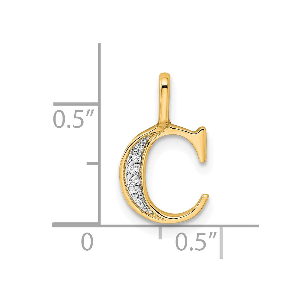 10K Gelbgold 10K Diamant Buchstabe C Initiale Anhänger