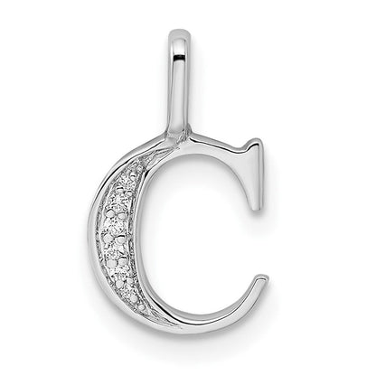 14K Weißgold Anhänger mit Initiale „C“ aus echten Diamanten