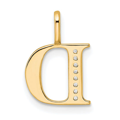 10K Gelbgold 10K Diamant Buchstabe D Initiale Anhänger
