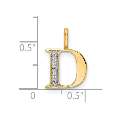 10K Gelbgold 10K Diamant Buchstabe D Initiale Anhänger