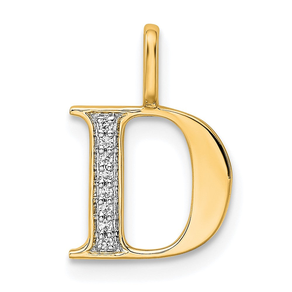 10K Gelbgold 10K Diamant Buchstabe D Initiale Anhänger