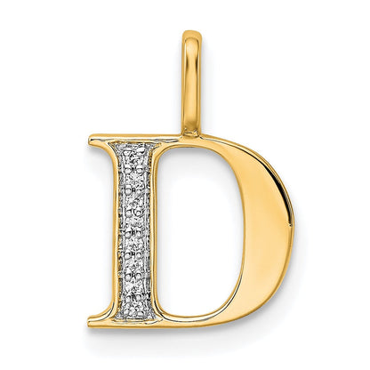 10K Gelbgold 10K Diamant Buchstabe D Initiale Anhänger
